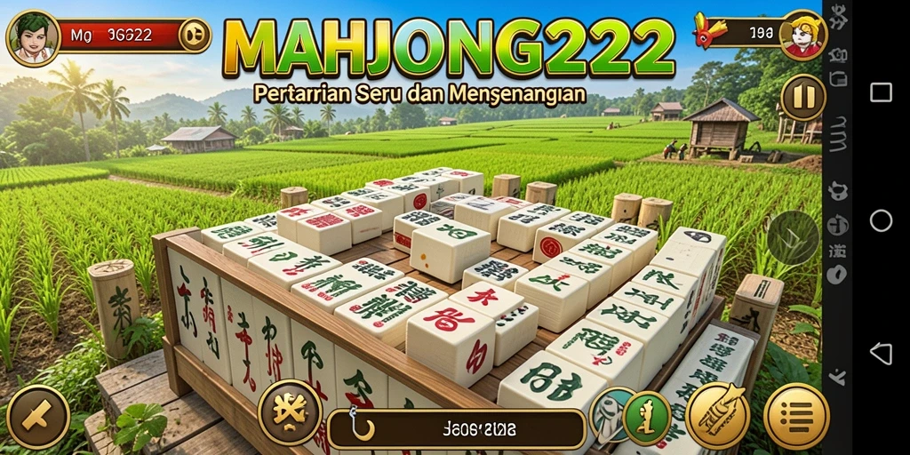 Tampilan gameplay menarik dari MAHJONG222 dengan elemen pertanian.
