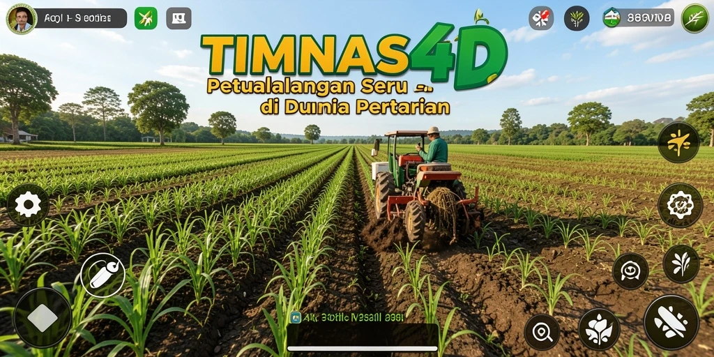 Screenshot gameplay TIMNAS4D menampilkan kebun yang indah dan beragam tanaman.