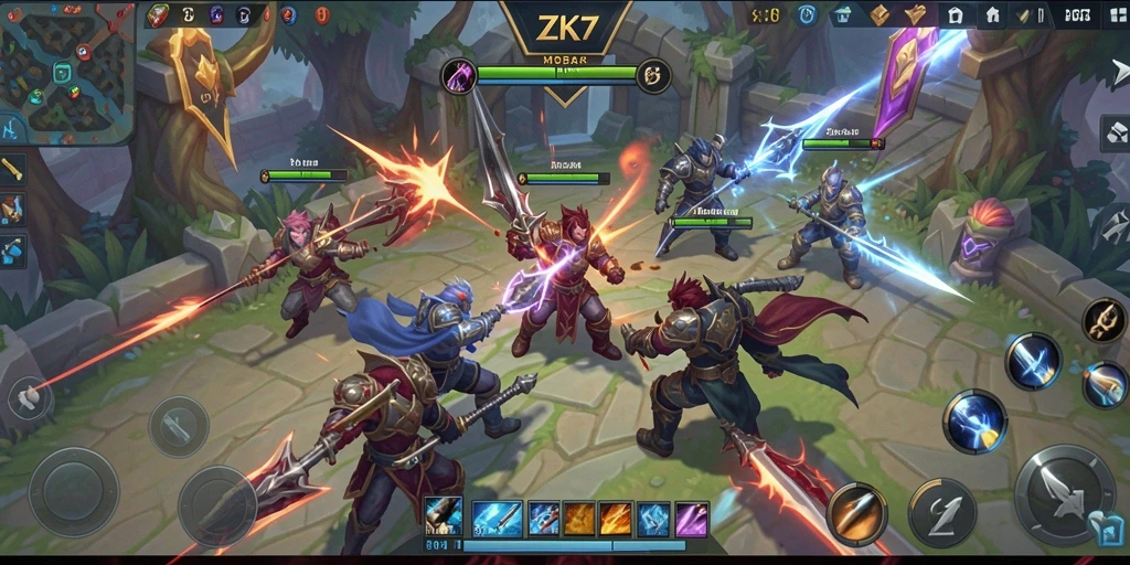 Tampilan menarik dari gameplay epik ZK7 MOBA.